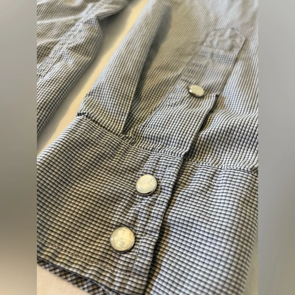 J. Crew Men's Gray Checked Western Button-Up Shirt Large
